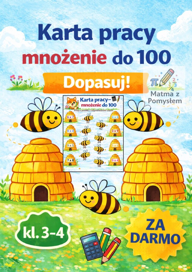 Karta pracy – mnożenie do 100 | dopasuj | kl. 3–4 | 0 zł