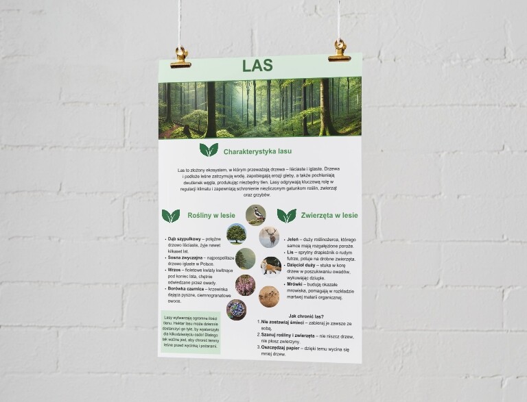 Plakaty o ekosystemach. Las, łąka, jezioro, morze, góry.