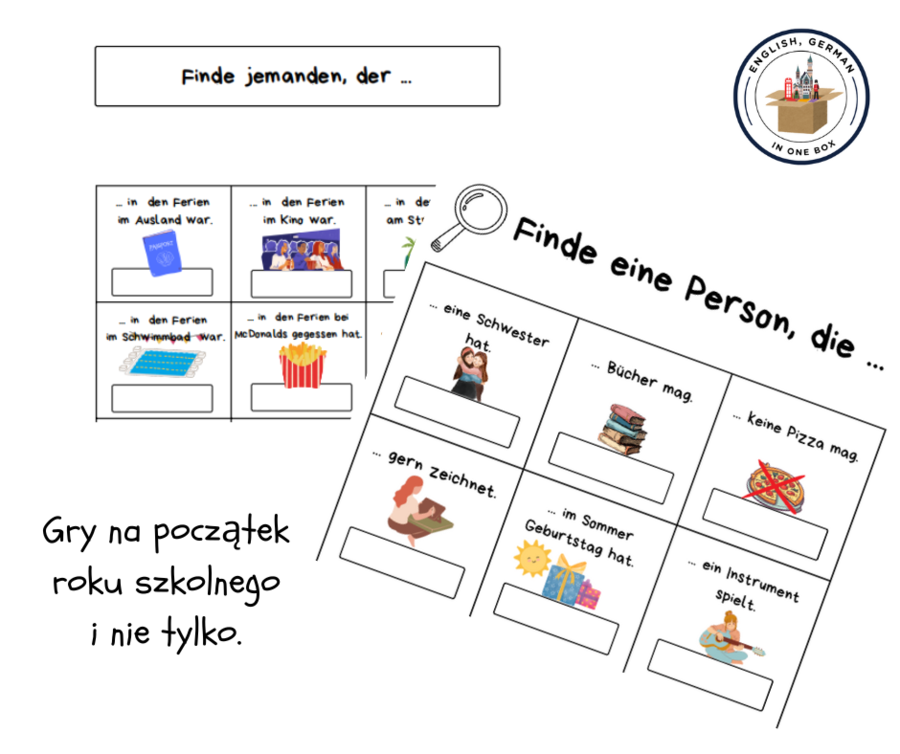 Finde jemanden, der ... - gry na początek roku szkolnego i nie tylko. Język niemiecki.