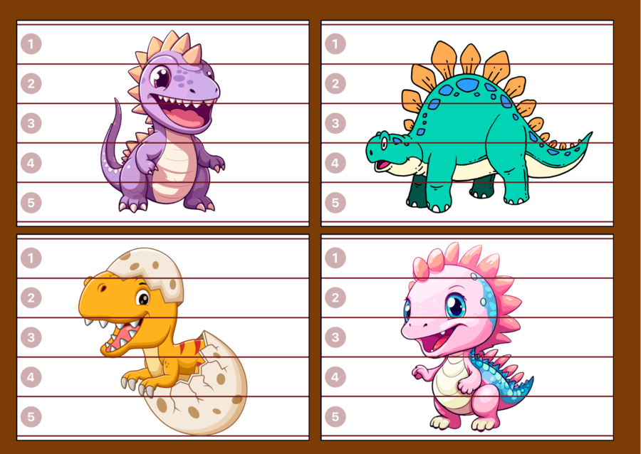 DZIEŃ DINOZAURA - puzzle – biblioteka – świetlica – przedszkole – 12 wersji