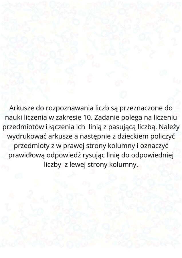 ARKUSZE MATEMATYCZNE DO ROZPOZNAWANIA LICZB.