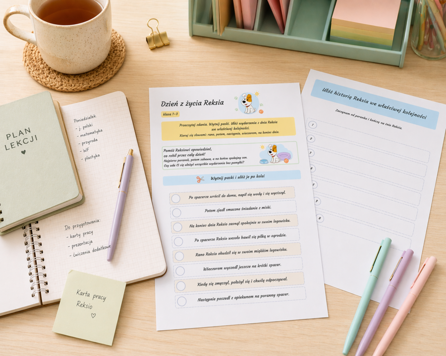 Dzień z życia Reksia. Układanie wydarzeń.