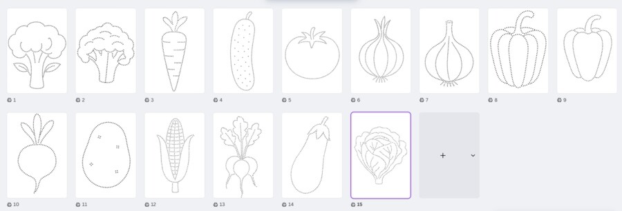 Rysuj warzywa po śladzie - grafomotoryka