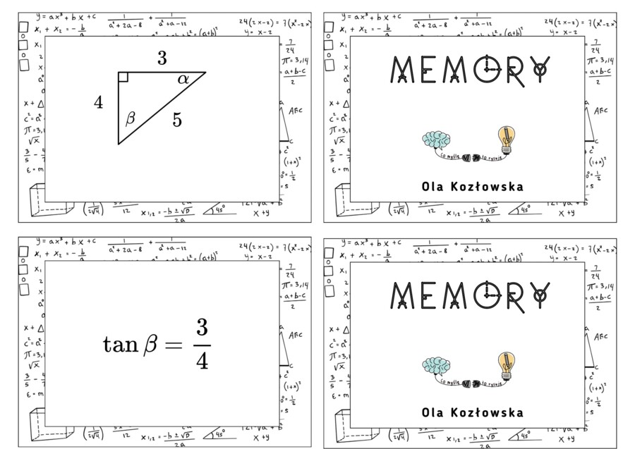 Memory funkcje trygonometryczne - trójkąt prostokątny
