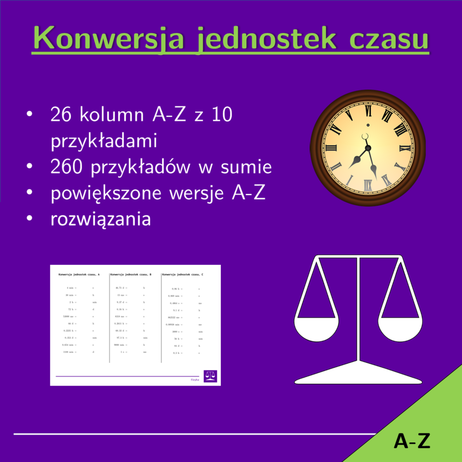 Konwersja jednostek czasu | matematyka | 26 kolumn