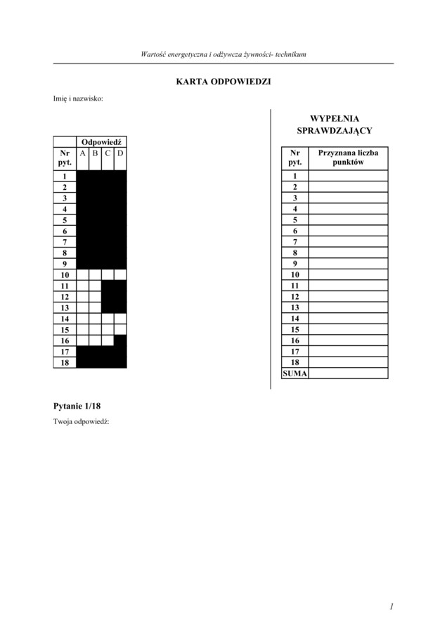 Wartość energetyczna i odżywcza żywności