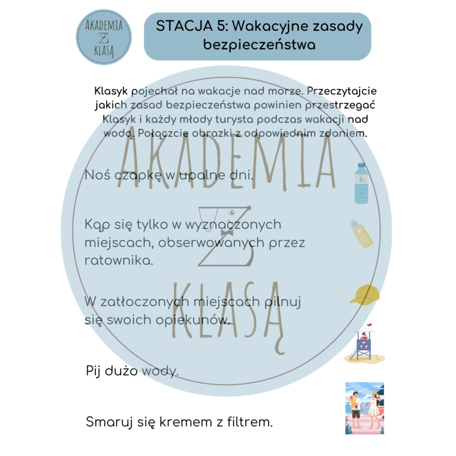 5 STACJI ZADANIOWYCH dla kl.1 – WAKACYJNA PRZYGODA Z KLASYKIEM