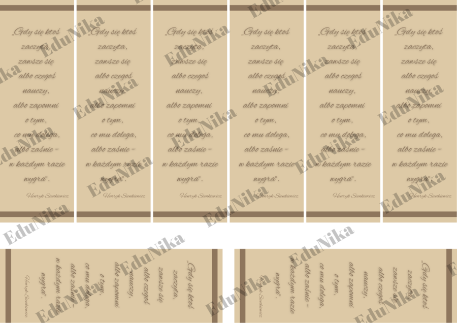 Zakładki na zakończenie roku, nagroda, upominek, czytelnictwo, dwustronne, z cytatem