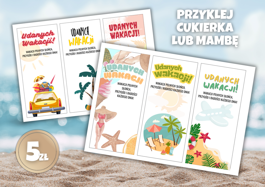 Laurki wakacyjne z miejscem na cukierka 6 wzorów