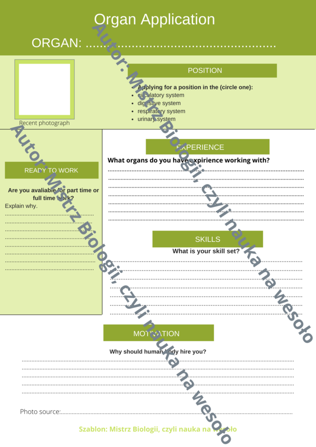 Podanie o pracę narządu - wersja eng!