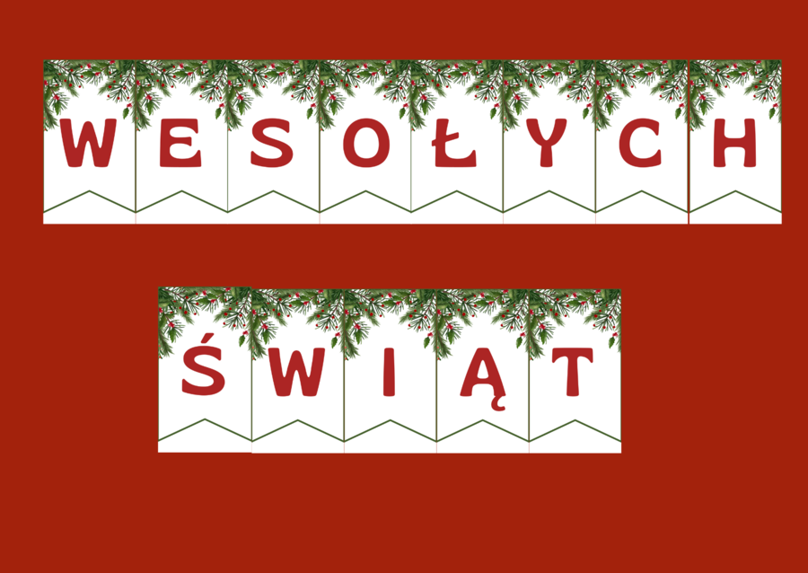 WESOŁYCH ŚWIĄT - Boże Narodzenie – GIRLANDA – biblioteka – świetlica – przedszkole – gazetka – wersja 1