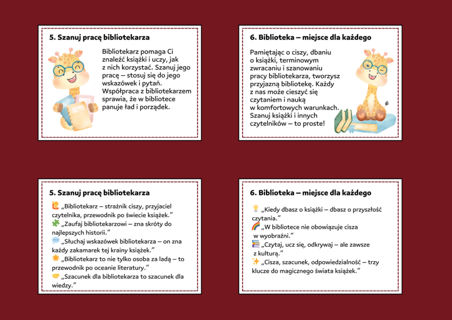 📚 Gazetka „Najważniejsze zasady zachowania w bibliotece” – 14 stron