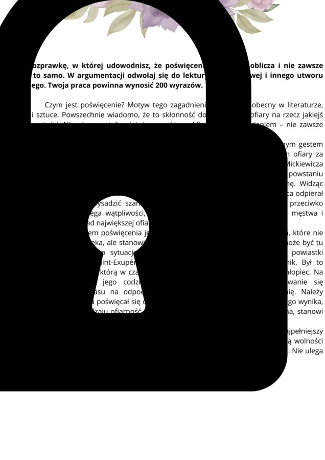 Rozprawka dotycząca poświęcenia! Do wydruku i pracy na lekcji. HIT! Trening przed egzaminem!