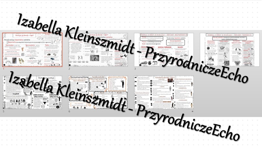 Zestaw sketchnotek – notatek do całego działu „EWOLUCJA ŻYCIA” wykonanych w power point do edycji. Biologia 8