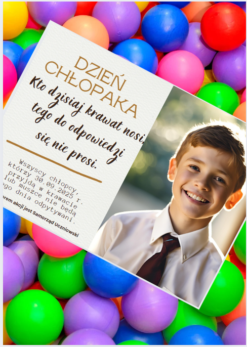Dzień Chłopaka - akcja Samorządu Uczniowskiego, plakat, dekoracja