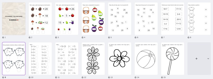 Dodawanie w zakresie 30