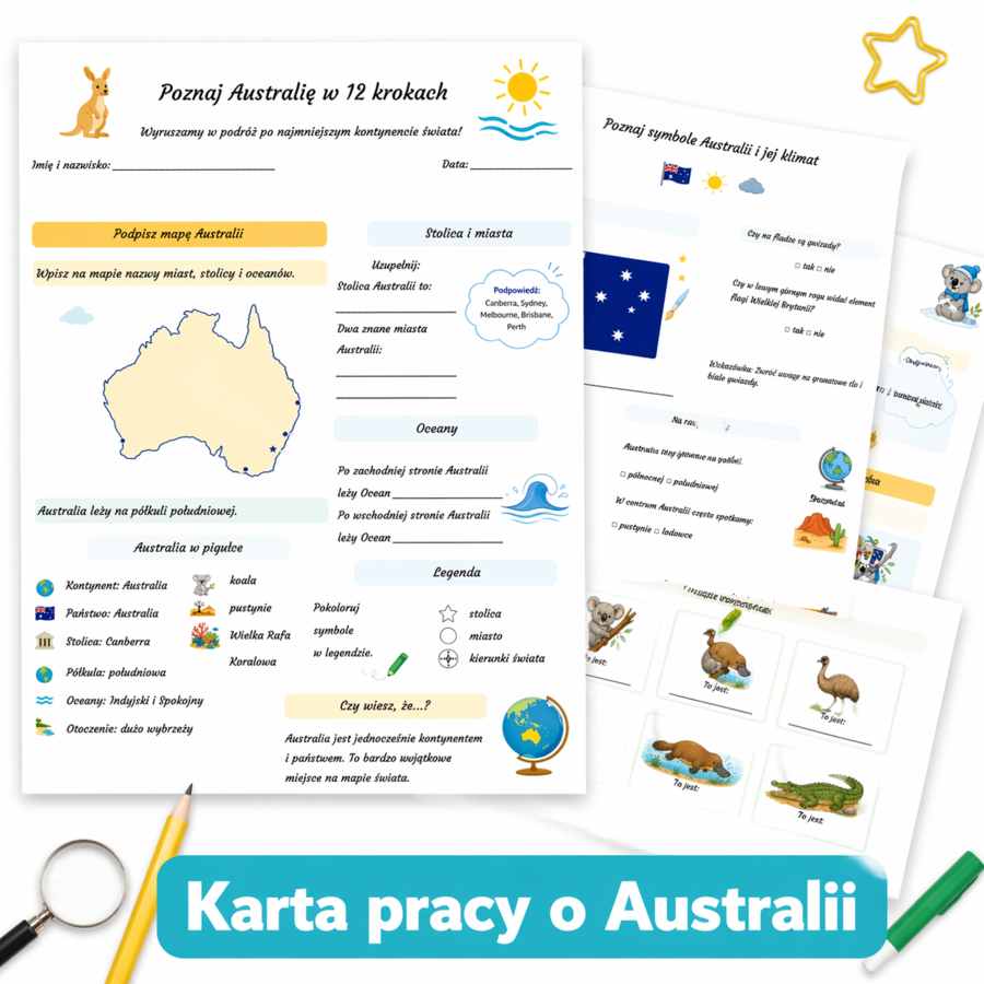 Karta pracy „Poznaj Australię w 12 krokach”