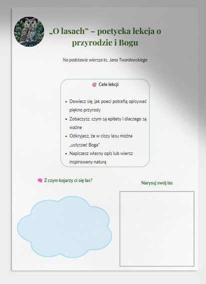 Lekcja języka polskiego. "O lasach", ks. Jan Twardowski