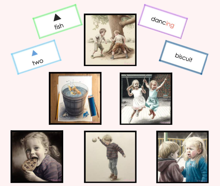 Picture description with Montessori grammar symbols: SET 1