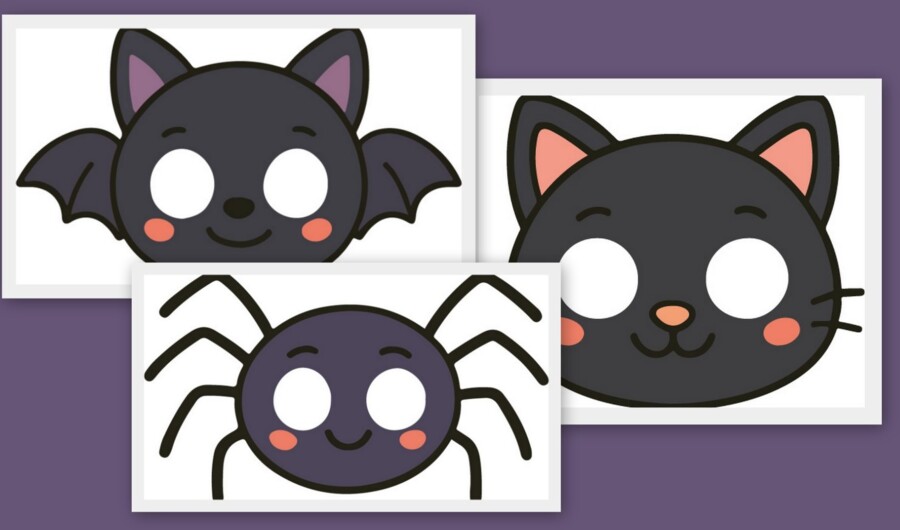 Maski na dzień dyni / halloween format a4 pdf+jpg 13 szt. kolor i czarno białe!