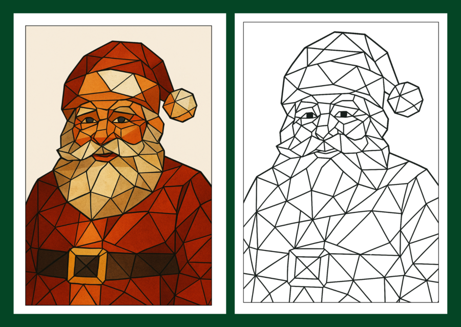 🎄 Zestaw 30 świątecznych kolorowanek – Boże Narodzenie - mozaika / witraż / low-poly 🎄- kolorowanki - biblioteka - świetlica - zajęcia z wychowawcą - zajęcia kreatywne