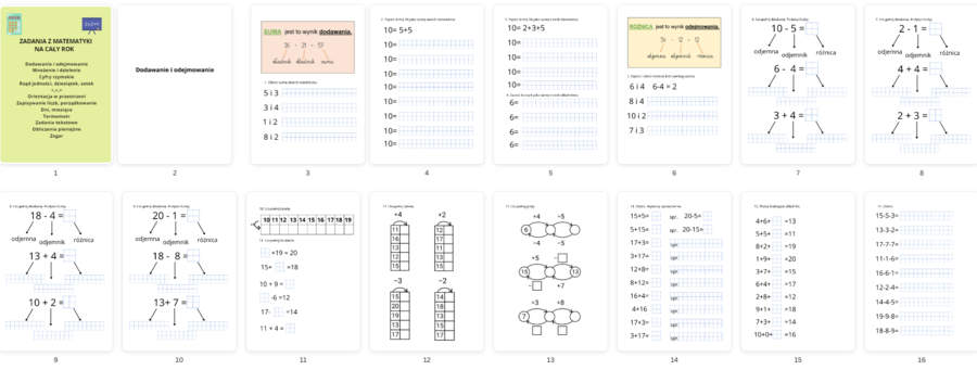 ZADANIA Z MATEMATYKI NA CAŁY ROK 148 stron