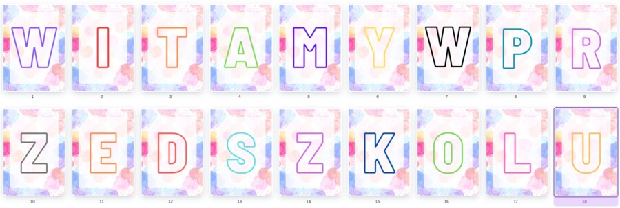 Girlanda, napis WITAMY W PRZEDSZKOLU