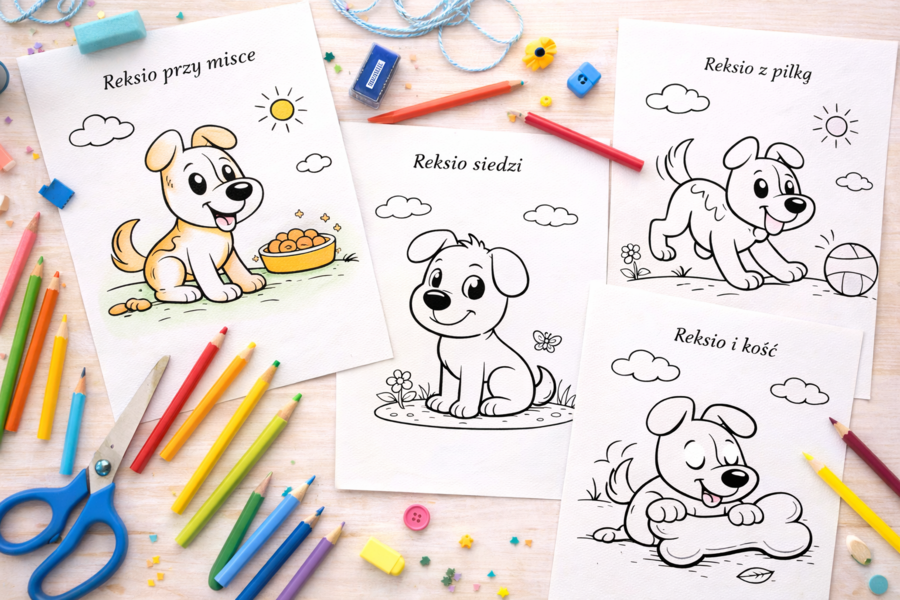 Pokoloruj Reksia. [Kolorowanki]