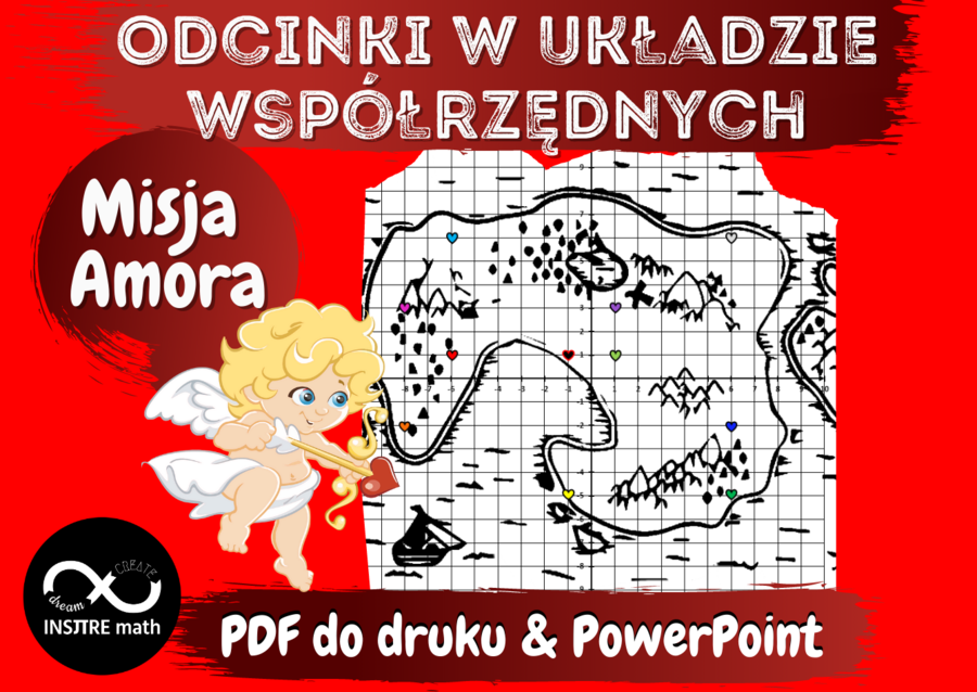 Walentynkowa Misja Amora. Odcinki w układzie współrzędnych. Walentynki + układ współrzędnych.