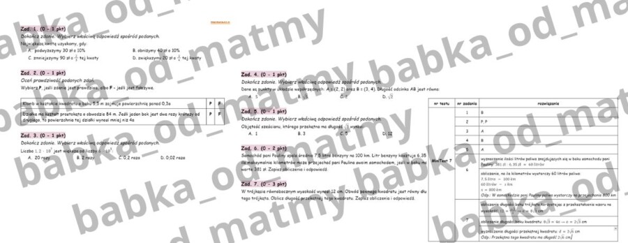Przygotuj się do E8 z matematyki - MiniTest 7