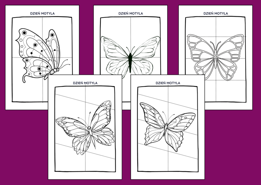 DZIEŃ MOTYLA – układanki – układanka – puzzle – kolorowanka – kolorowanki – 10 szt. – WIOSNA – biblioteka – świetlica – przedszkole
