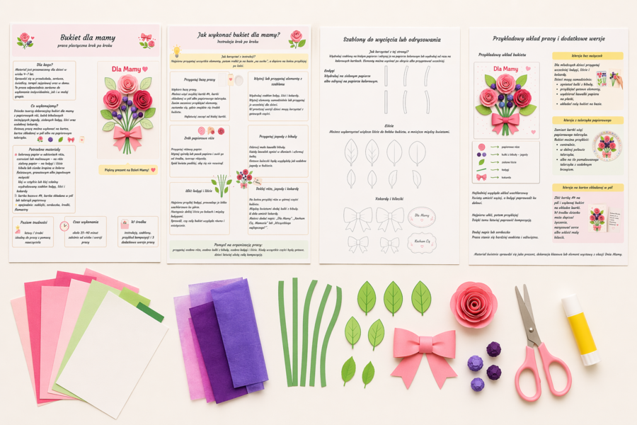 Bukiet dla mamy – praca plastyczna krok po kroku