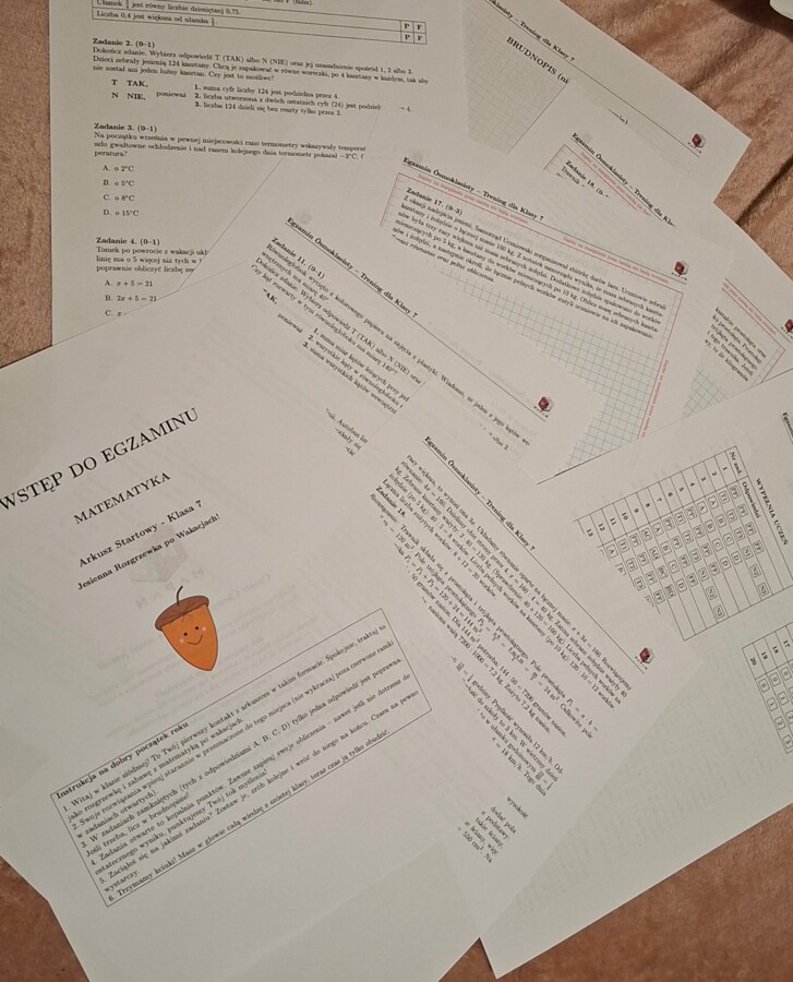 Jesienna Rozgrzewka z Matematyką – Arkusz Startowy dla Klasy 7 (Format CKE)