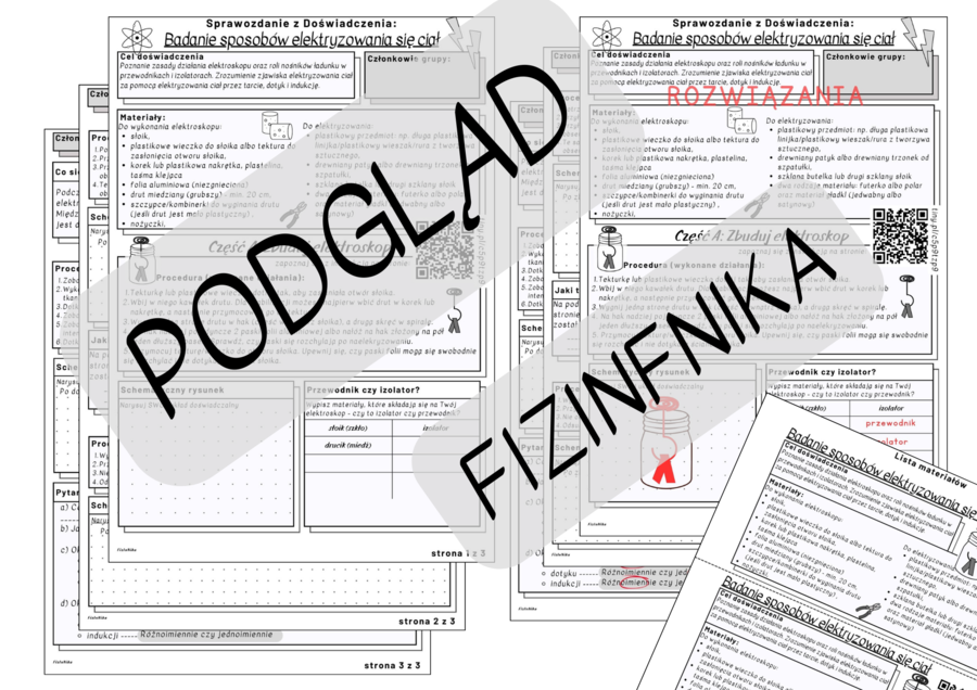 Sprawozdanie z doświadczenia – badanie sposobów elektryzowania ciał - budowa elektroskopu - elektrostatyka
