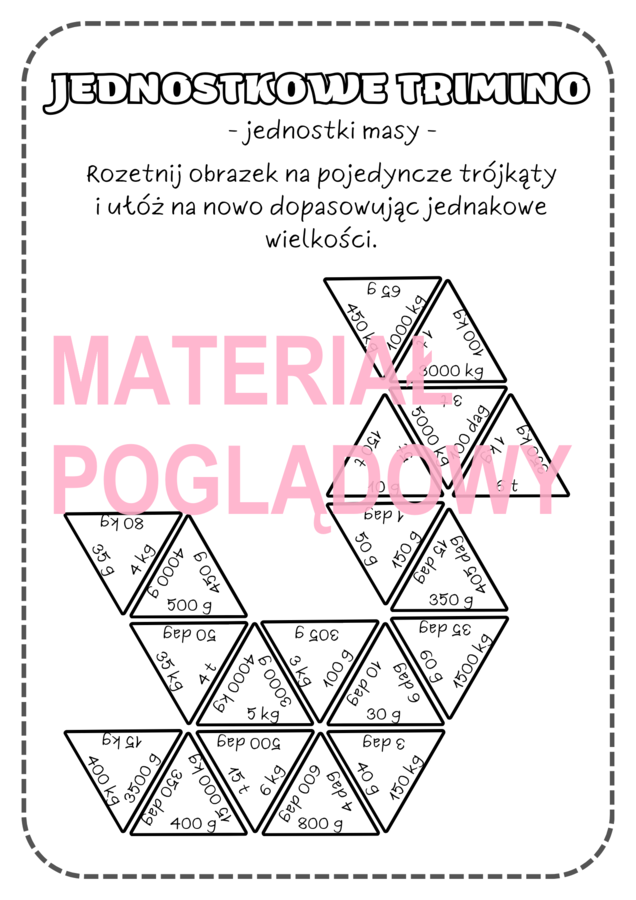 TRIMINO - zamiana jednostek masy (bez ułamków i wyrażeń algebraicznych)