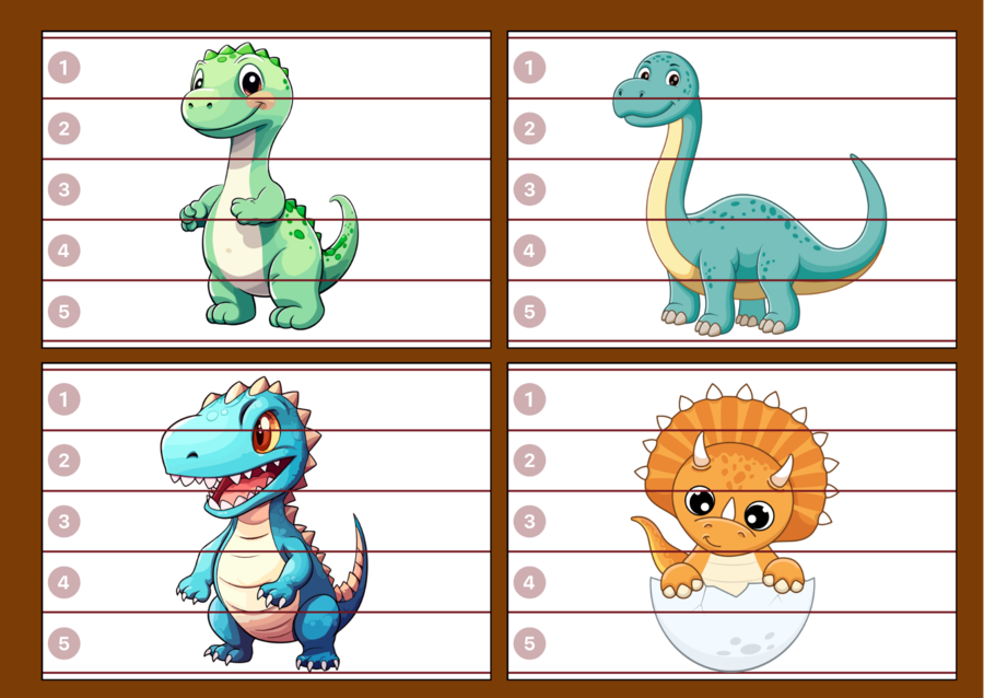 DZIEŃ DINOZAURA - puzzle – biblioteka – świetlica – przedszkole – 12 wersji