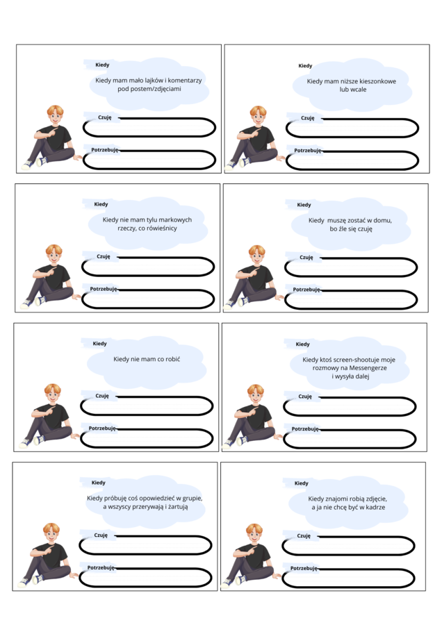Karty "Kiedy... czuję... potrzebuję". Tus. Rewalidacja.