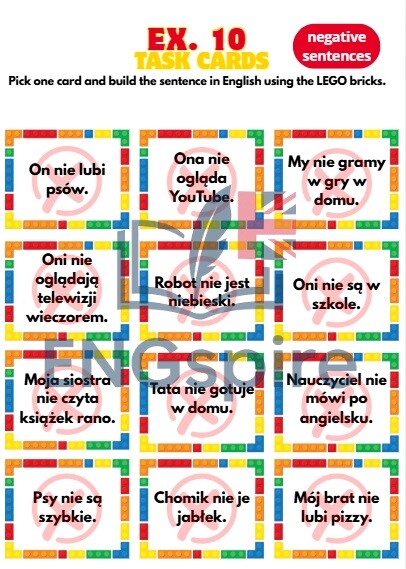 LEGO Grammar Fun – Present Simple, to be i can w formie gry