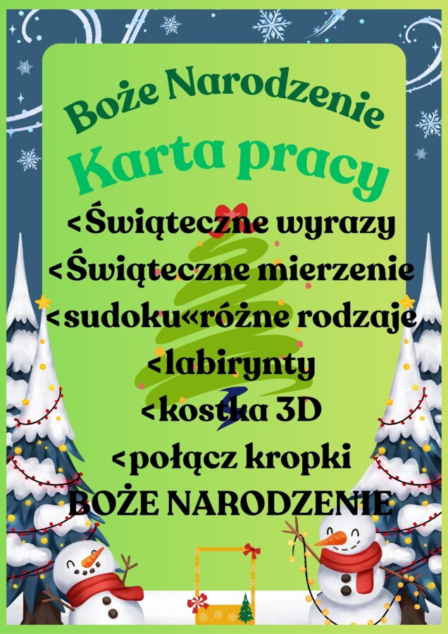Karta pracy Boże Narodzenie