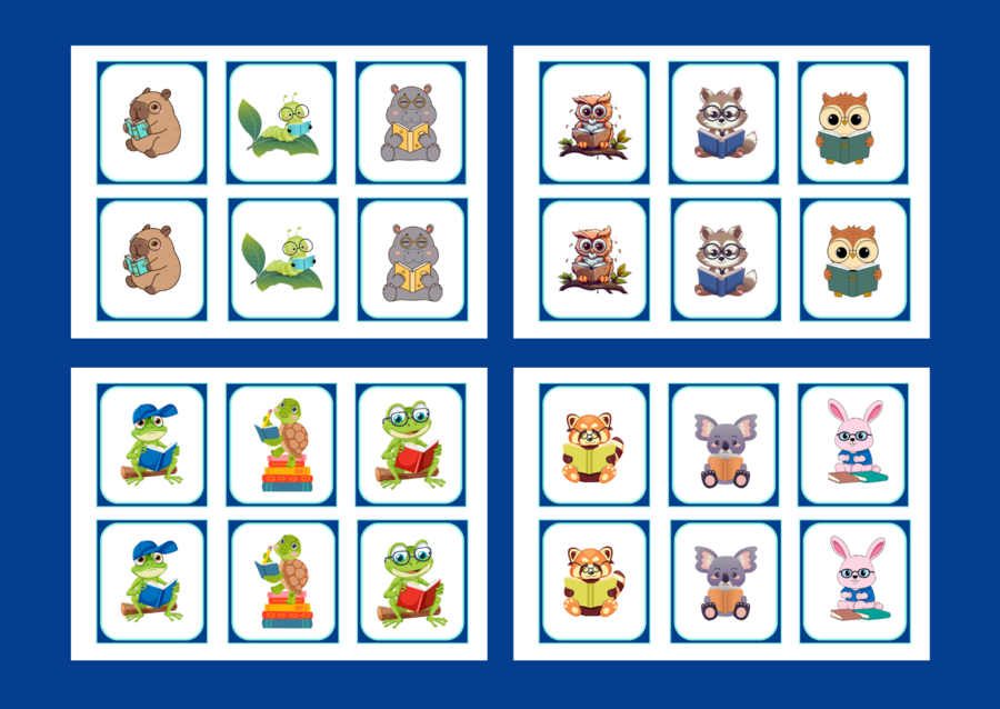 DZIEŃ KSIĄŻKI – zwierzęta – memory – 42 szt. – biblioteka – przedszkole – świetlica