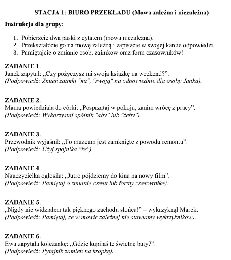 stacje zadaniowe składnia