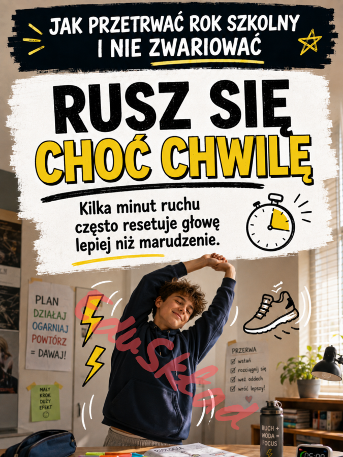 „Jak przetrwać rok szkolny i nie zwariować” – gazetka korytarzowa dla uczniów