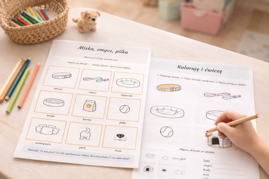 Miska, smycz, piłka – słowniczek małego opiekuna psa