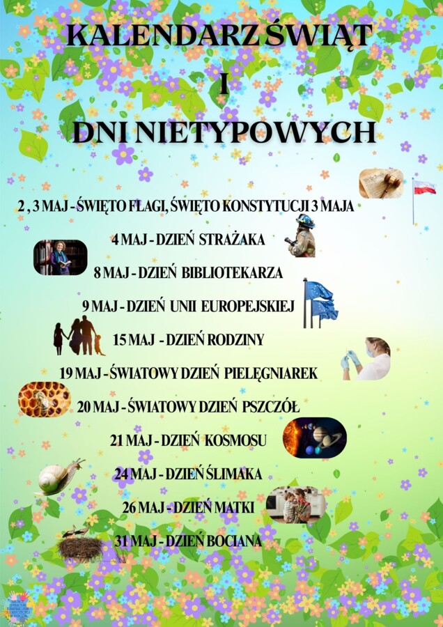 PAKIET MATERIAŁÓW NA MAJ WEDŁUG KALENDARZA ŚWIĄT I DNI NIETYPOWYCH