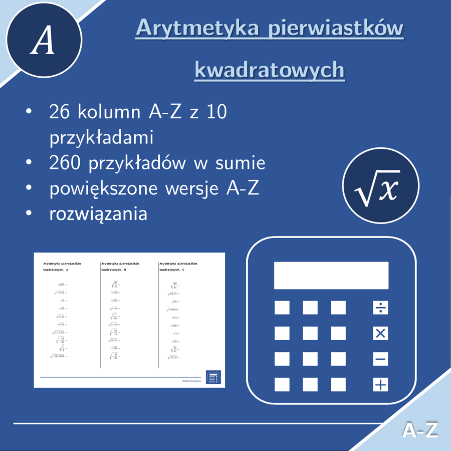 Arytmetyka pierwiastków kwadratowych | matematyka | 26 kolumn