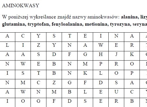 Aminokwasy-wykreślanka