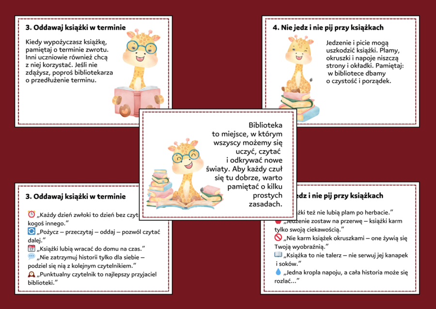 📚 Gazetka „Najważniejsze zasady zachowania w bibliotece” – 14 stron