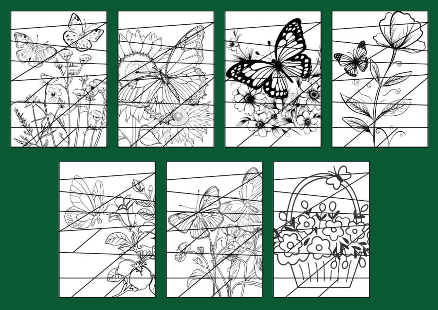 DZIEŃ MOTYLA - puzzle – WIOSNA - biblioteka – przedszkole – świetlica – 21 wersji