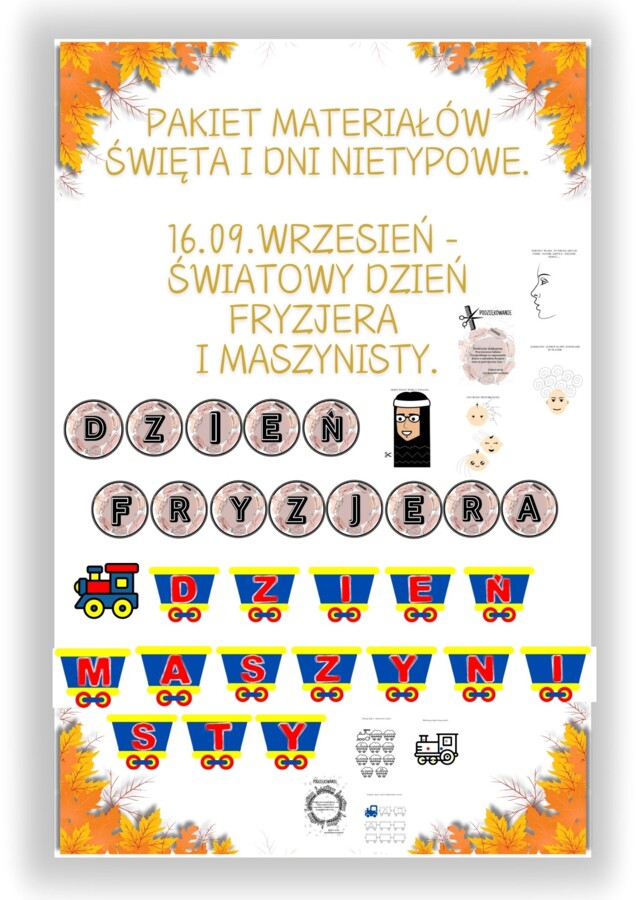 PAKIET MATERIAŁÓW NA WRZESIEŃ WEDŁUG KALENDARZA ŚWIĄT I DNI NIETYPOWYCH.