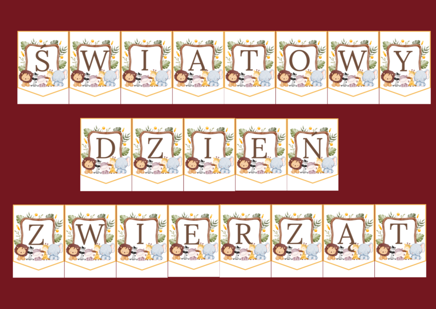 DZIEŃ ZWIERZĄT - girlanda – gazetka –biblioteka - wersja 3